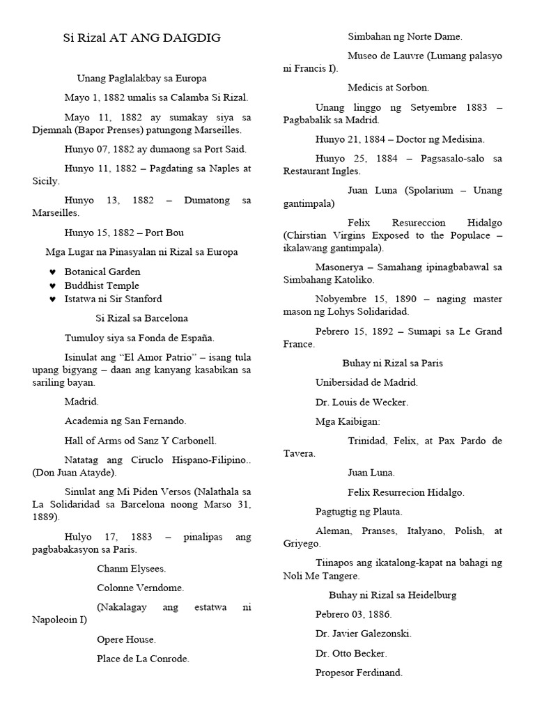 Si Rizal at Ang Daigdig | PDF