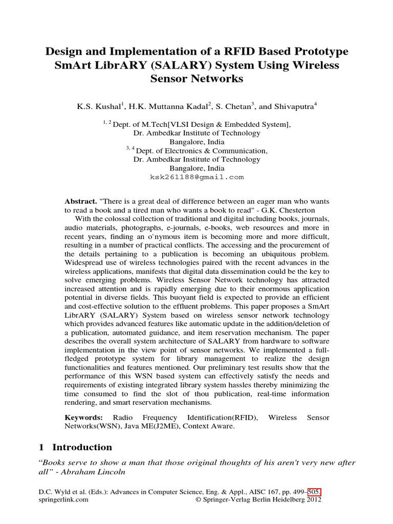 RFID-Based Smart Library System Design | PDF | Mobile Device | Radio ...