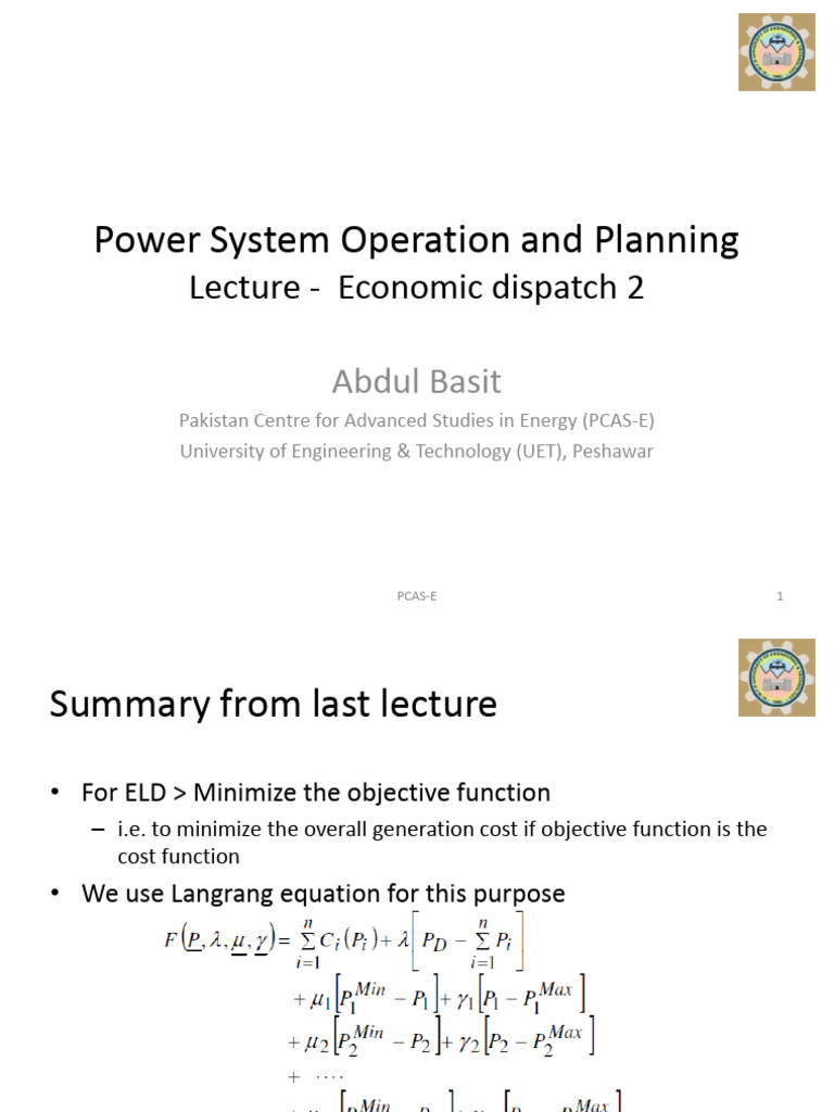 Economic Load Dispatch with Losses | PDF | Mathematical Optimization ...