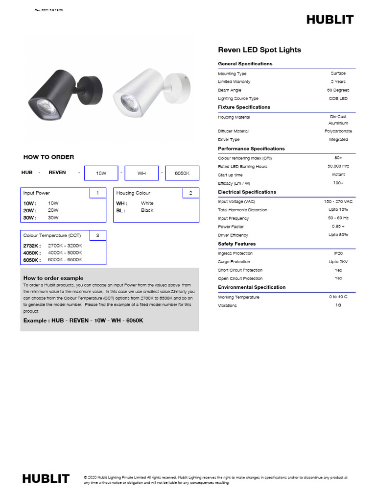 Reven LED Spot Lights | PDF | Alternating Current | Electronic Engineering