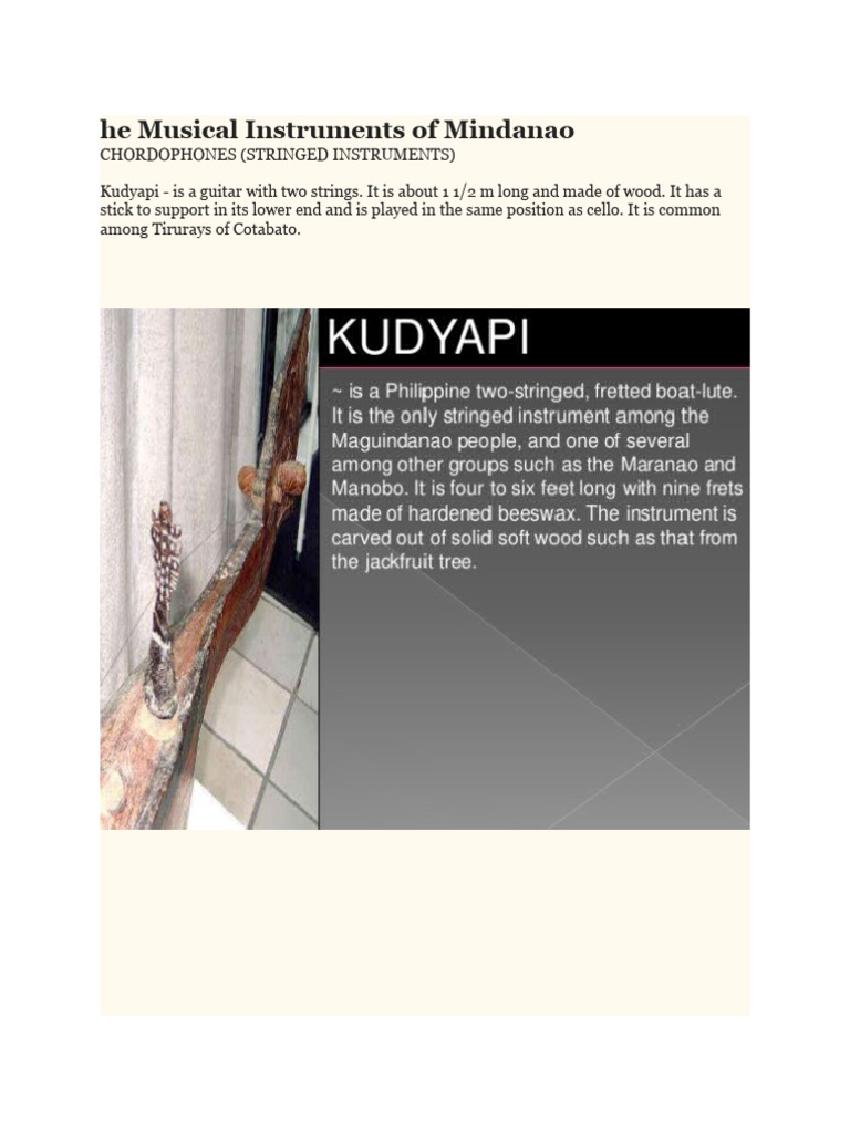 Mindanao Traditional Musical Instruments | PDF | Musical Instruments ...