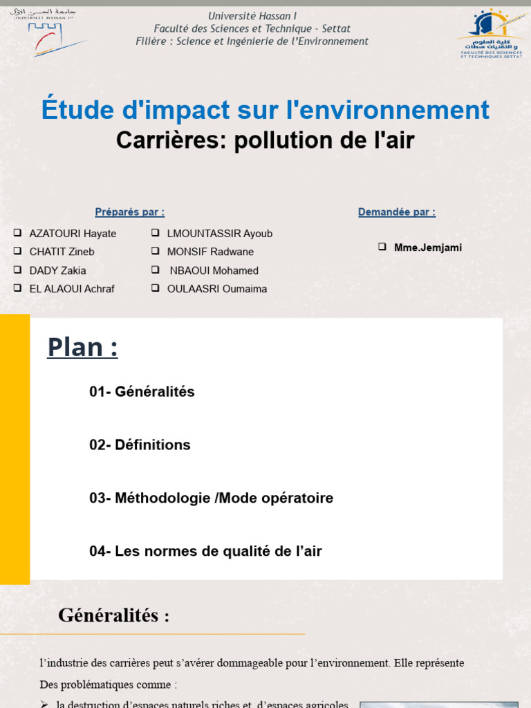 Impact environnemental des carrières et air | PDF | Pollution de l'air ...
