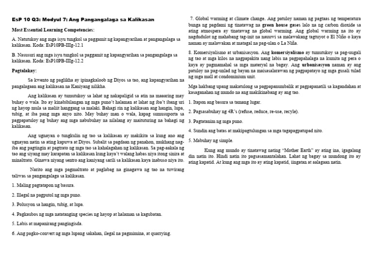 EsP 10 - Q3 - Modyul 7 Outline | PDF