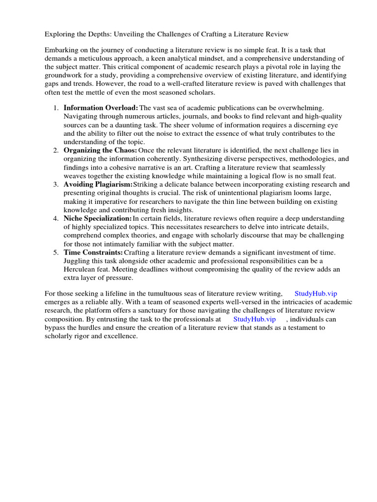 Main Reasons For Conducting A Literature Review | PDF | Systematic ...