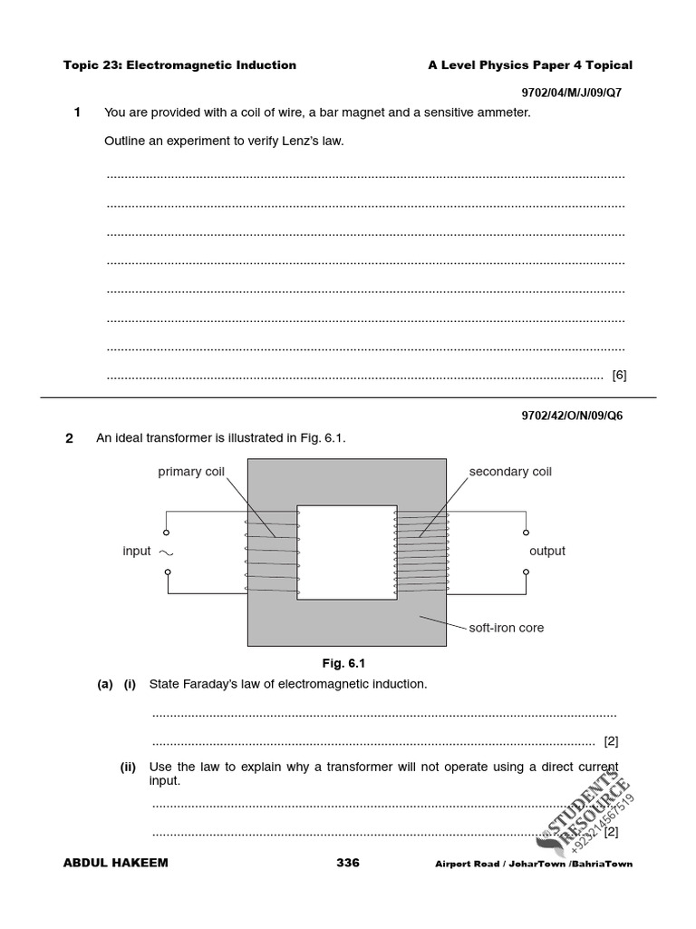 Lenz's Law and Electromagnetic Induction | PDF | Electromagnetic ...