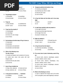 NCERT Line Wise MCQs On Frog