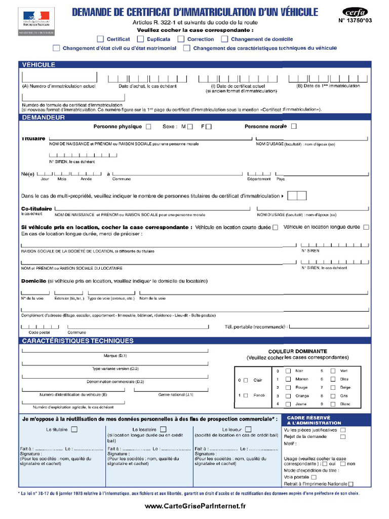 Demande de Certificat Dimmatriculation | PDF