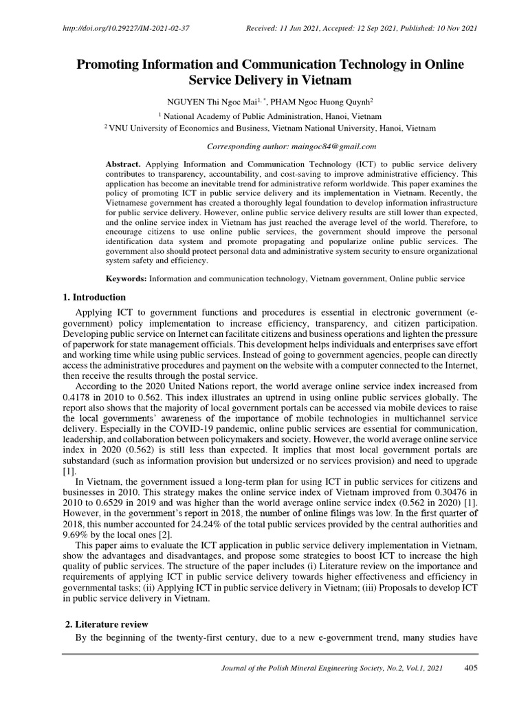 ICT in Vietnam's Online Public Services | PDF | E Government ...