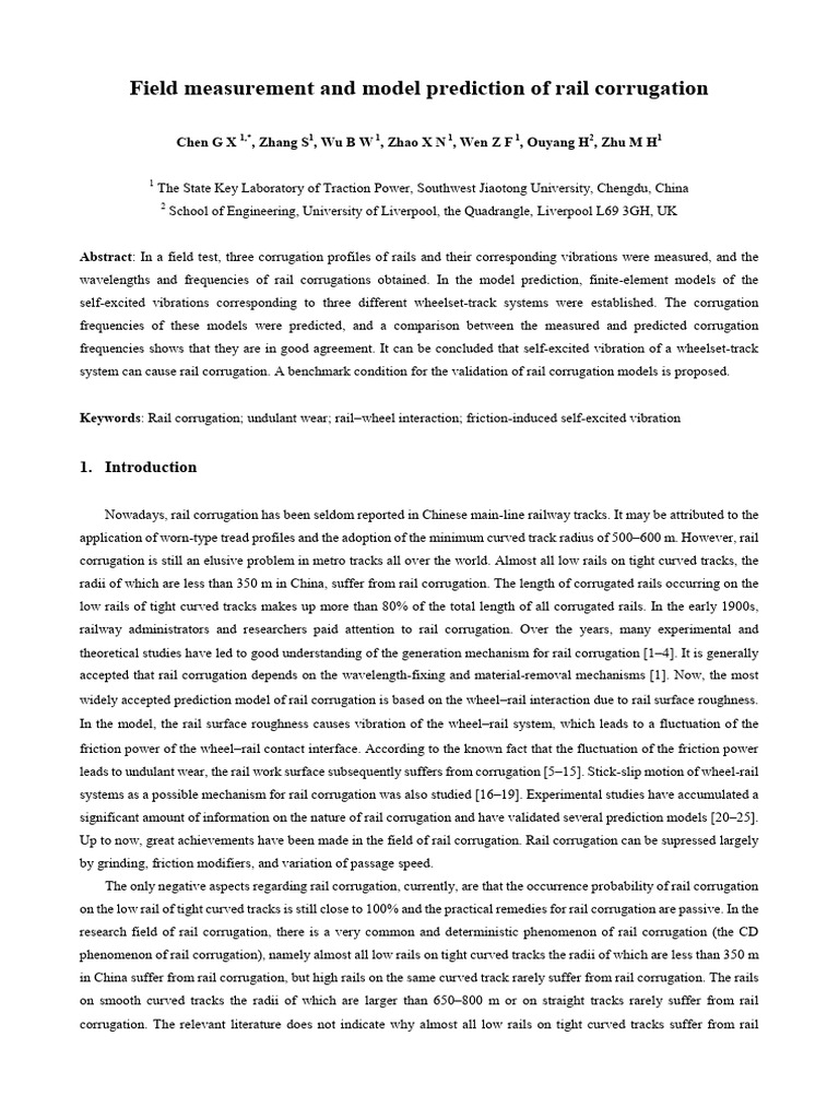 Rail Corrugation Measurement and Modeling | PDF | Eigenvalues And ...