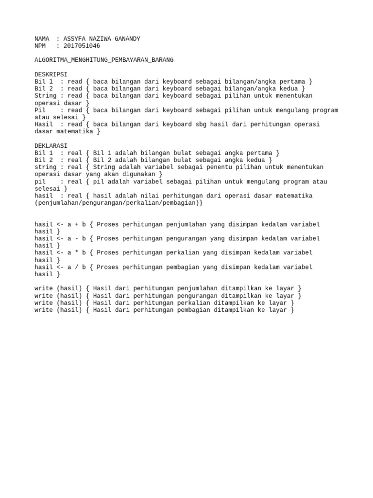 ALGORITMA_KALKULATOR_SEDERHANA | PDF