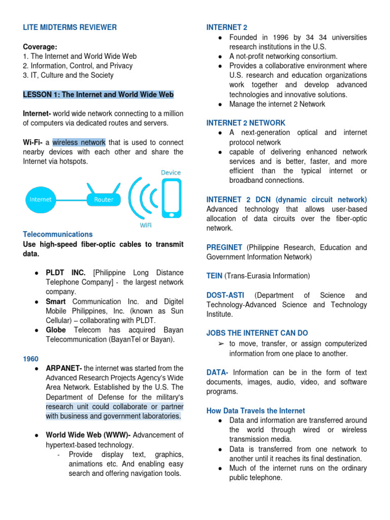 ALL Sub Midterm Reviewer | PDF | World Wide Web | Internet & Web