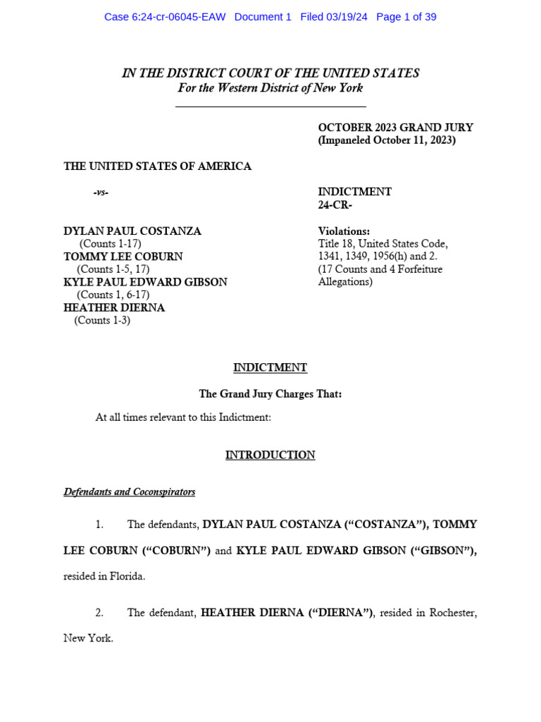 Coburn Indictment | PDF | Mail And Wire Fraud | Crimes