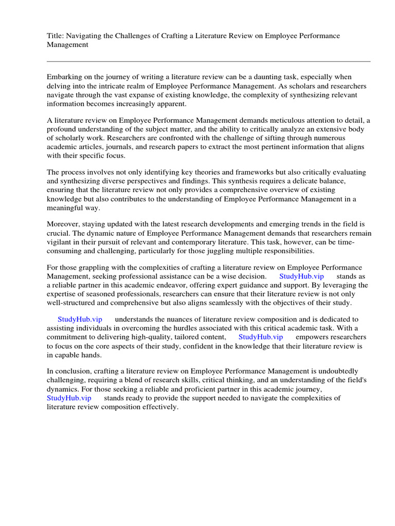 Literature Review Employee Performance Management | PDF | Performance ...