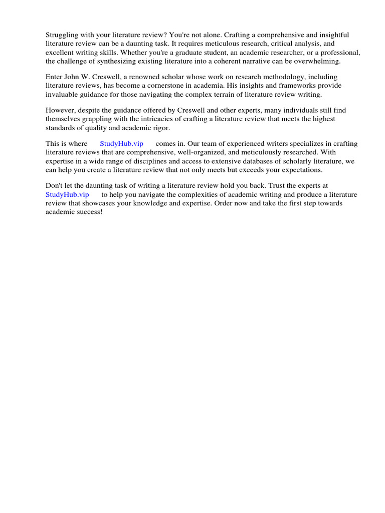 John W. Creswell Literature Review Download Free PDF Qualitative