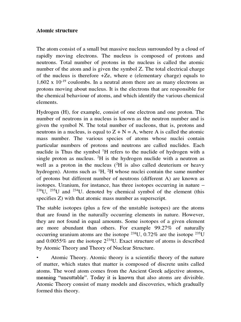Understanding Atomic Structure and Models | PDF | Atomic Nucleus ...