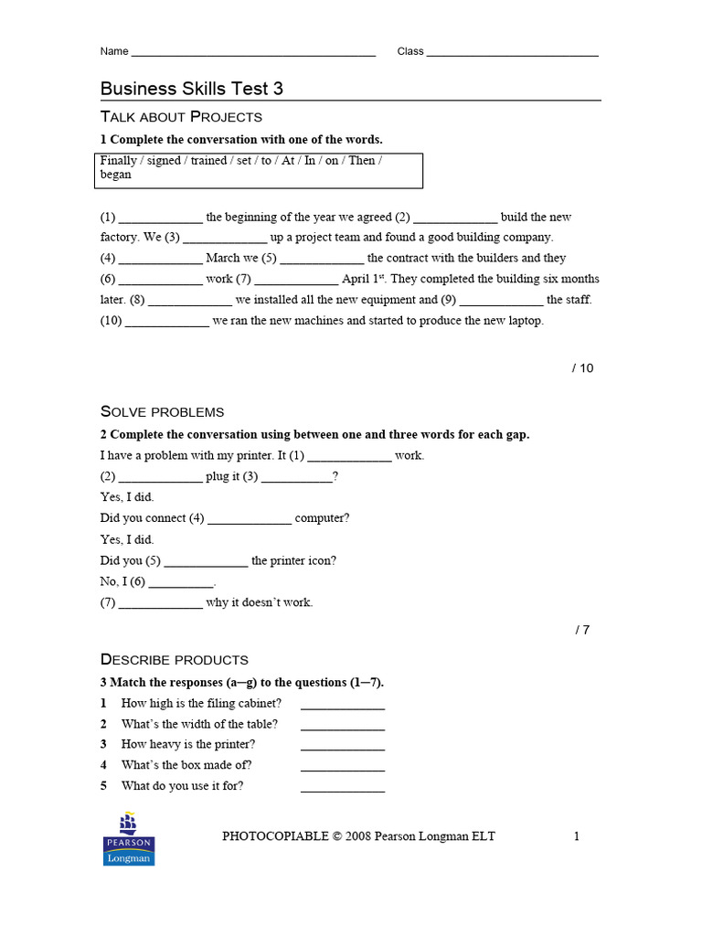 Business Skills Test: Projects & Reports | PDF | Computing