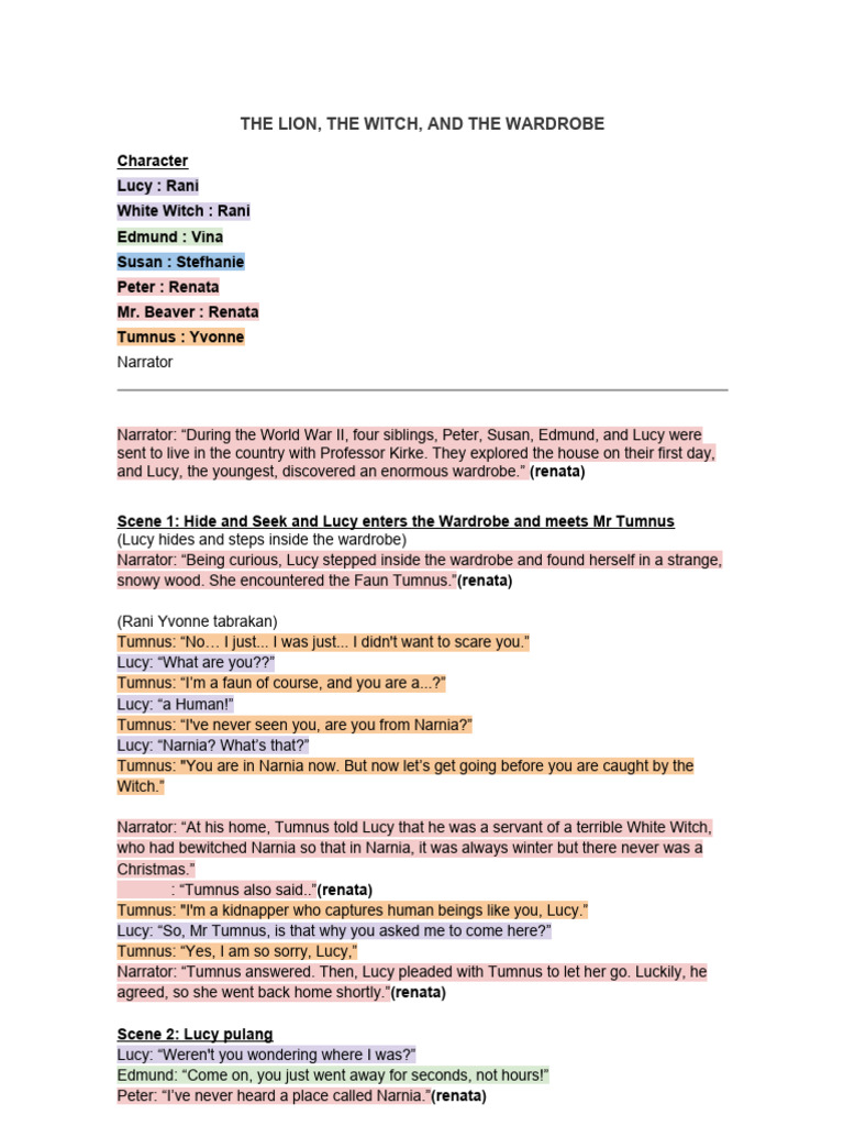 Rengganis Film: Narnia Adaptation | PDF | Aslan | The Chronicles Of Narnia