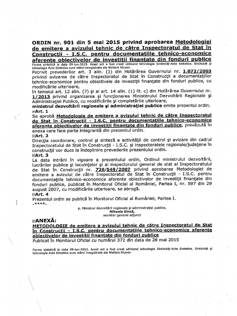 Aviz ISC Ordin 901 Din Mai 2015 | PDF