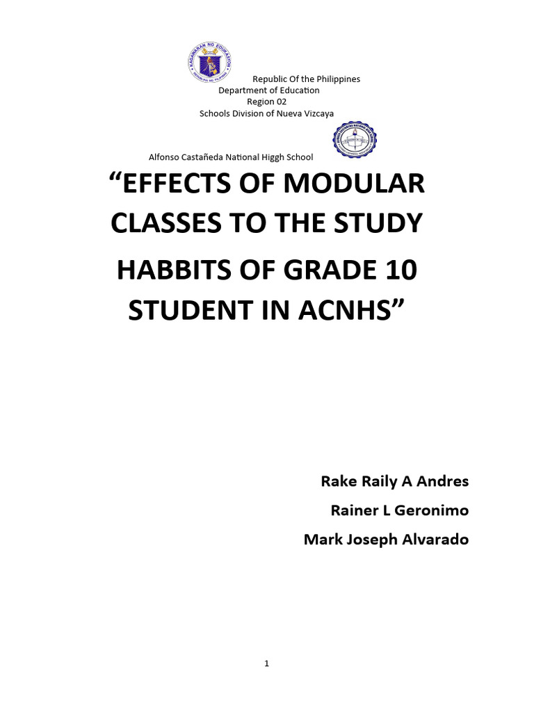 Effects of Modular Classes on Grade 10 Study Habits | PDF | Educational ...