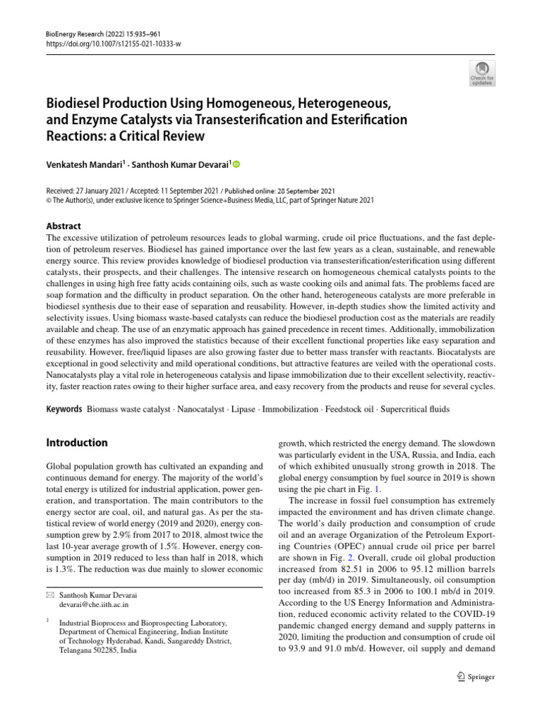 Transesterification Mechanism for Biodiesel | PDF | Biodiesel | Catalysis