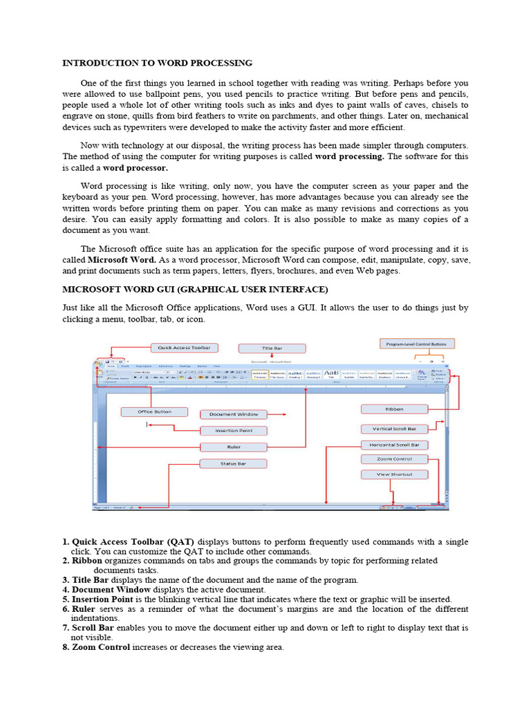 Introduction to Word Processing Basics | PDF | Microsoft Word | Word ...