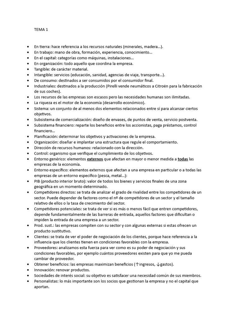 Recursos y Tipos de Empresas en Economía | PDF | Business | Sociedad