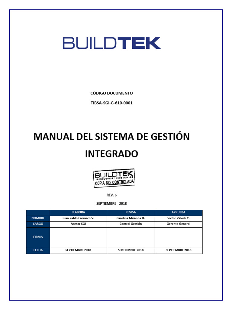 Manual de Sistema de Gestión Integrado | PDF | Calidad (comercial ...