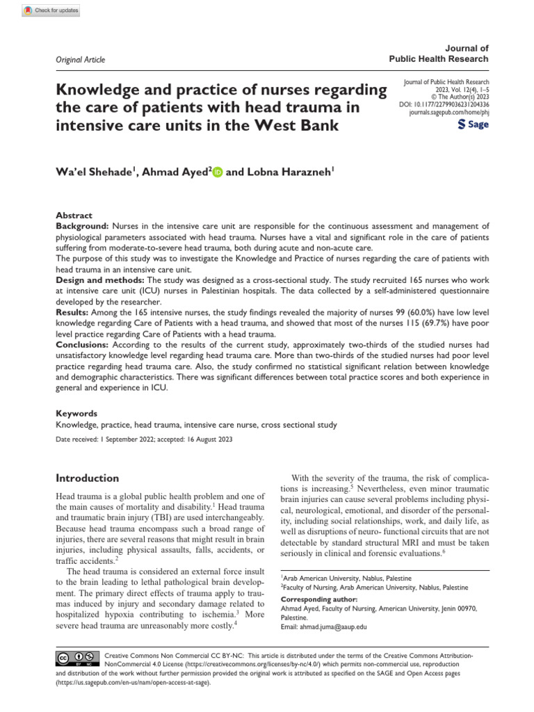 Knowledge and Practice of Nurses Regarding The Care of Patients With ...