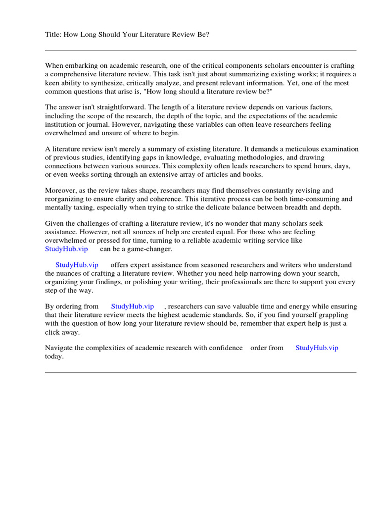 How Long Should Your Literature Review Be | PDF | Literature Review ...