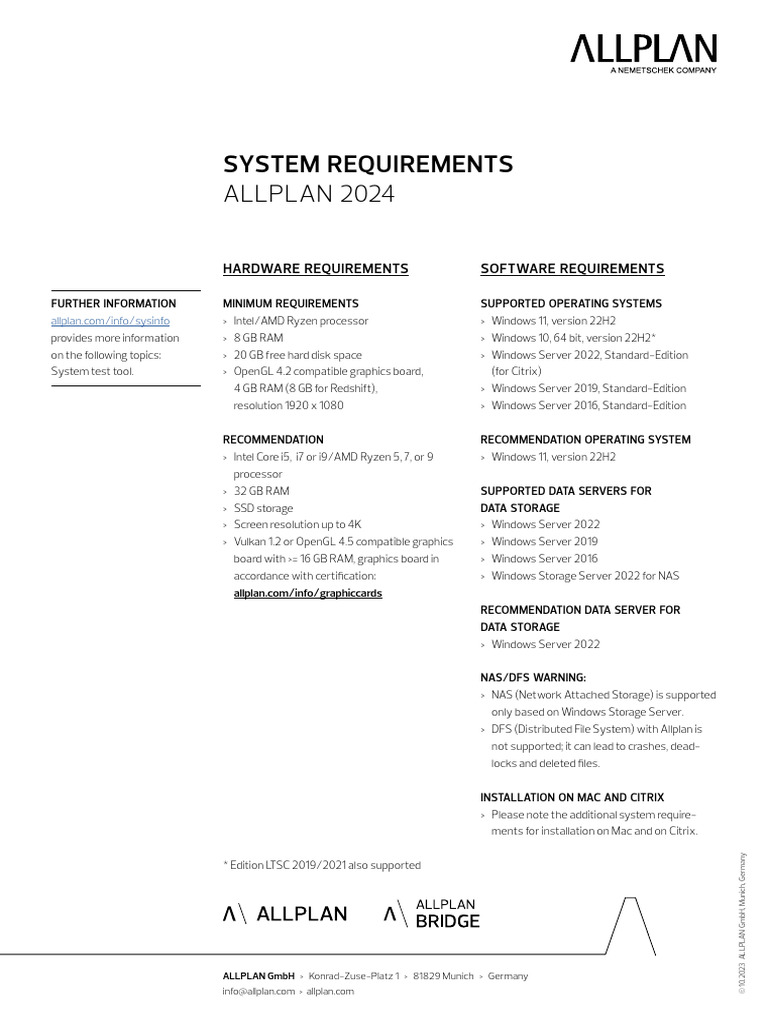 System requirements allplan 2024 en gmbh pdf microsoft windows