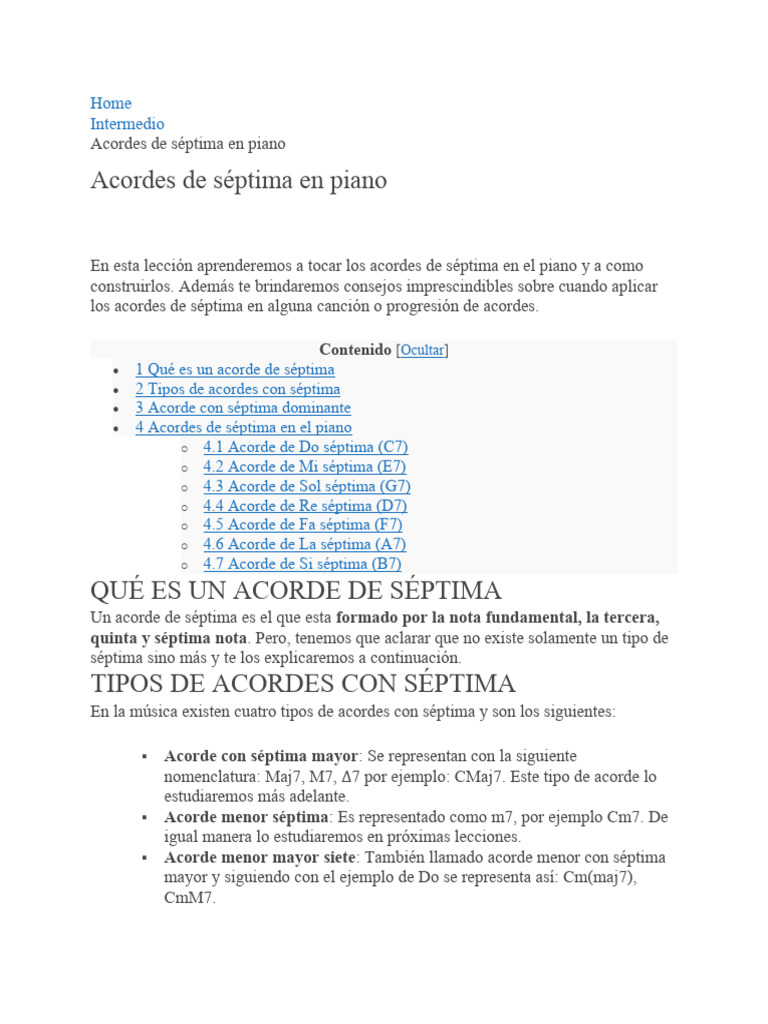 Acordes De Septima Pdf Acorde Música Elementos De La Música