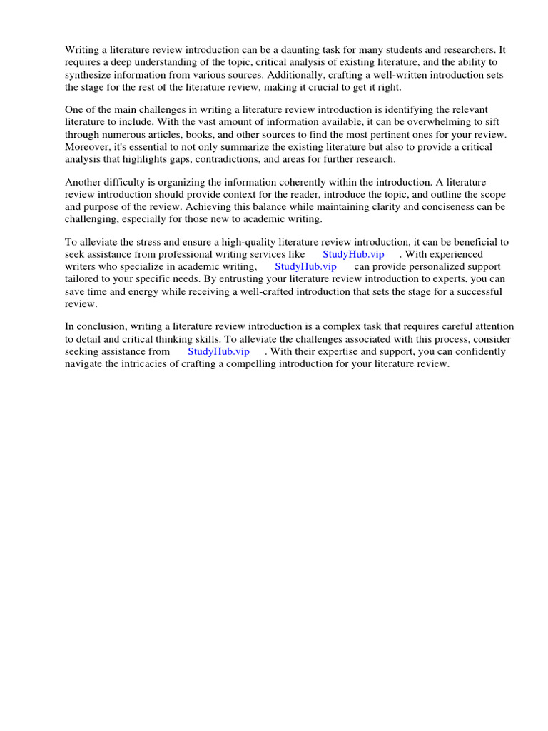 What To Write in A Literature Review Introduction | PDF | Essays ...