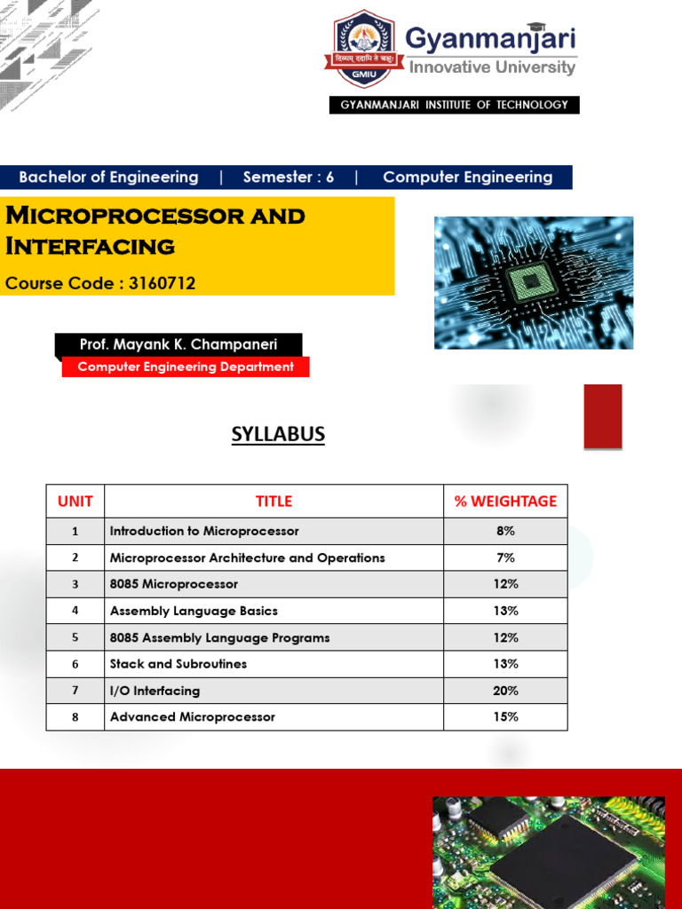 8085 Microprocessor Course Syllabus | PDF | Central Processing Unit ...