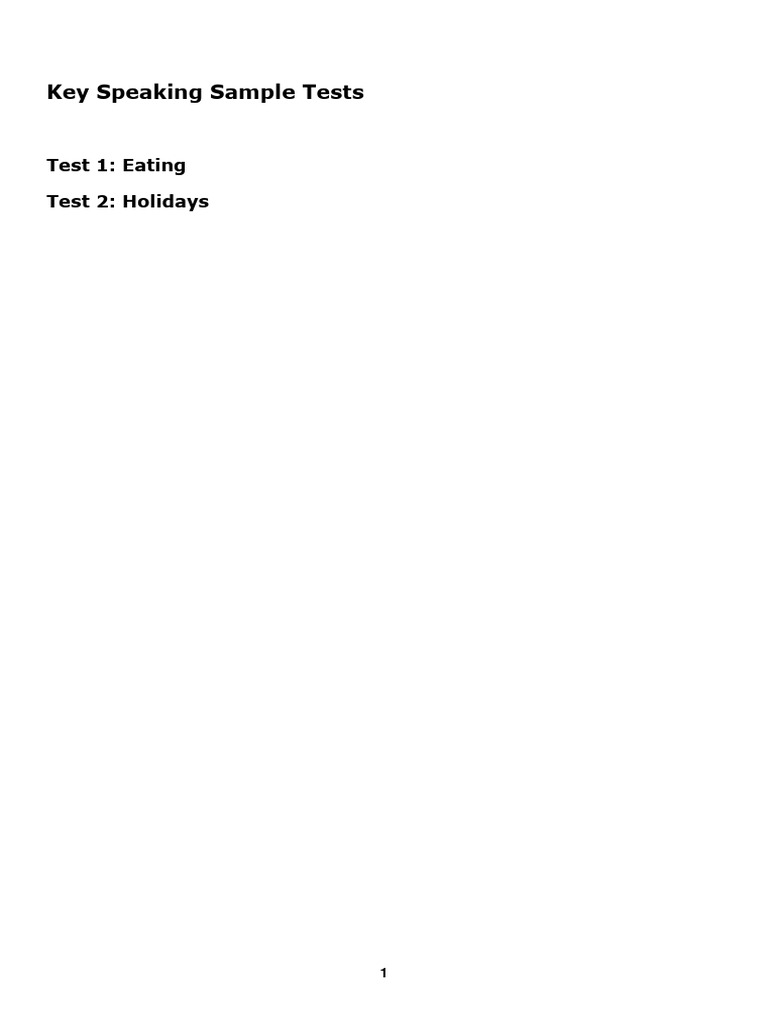 Key Speaking Sample Tests for Candidates | PDF