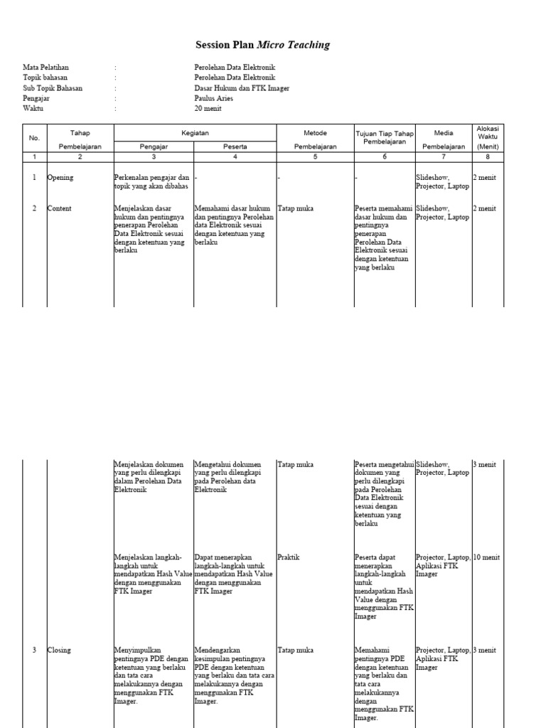 Form Session Plan Pdf
