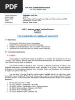 Module 2 Lesson 3 The Signifance of Literacy in Society