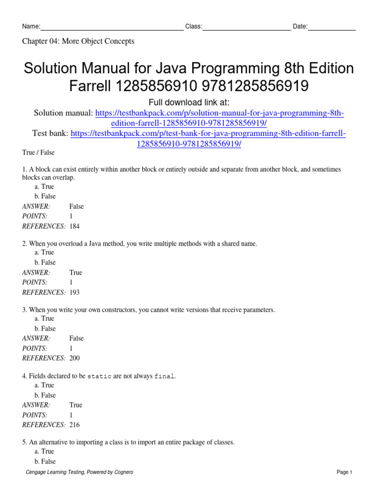 Java Programming 8Th Edition Joyce Farrell Test Bank Full Chapter PDF ...