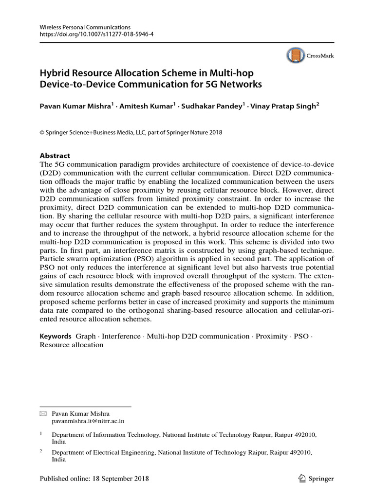 Pavan Kumar Mishra-Hybrid Resource Allocation Scheme in Multi Hop | PDF ...