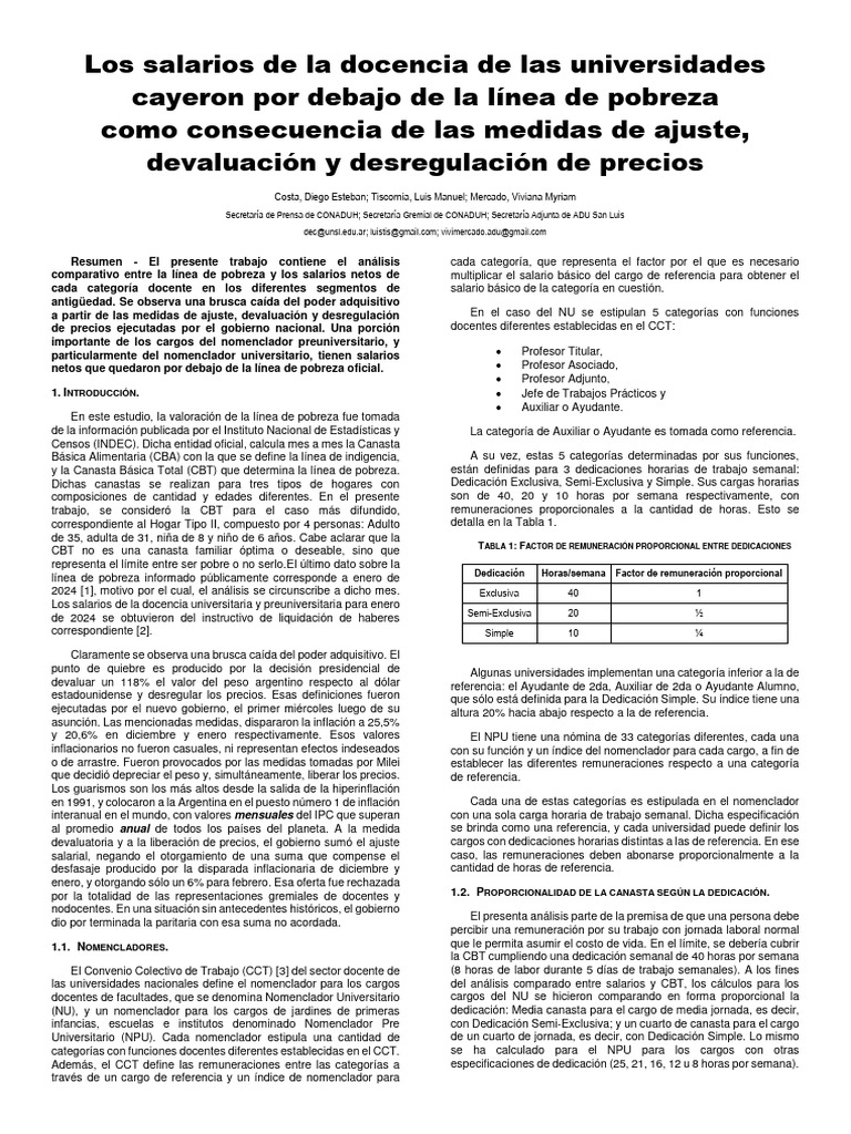 Los Salarios de La Docencia de Las Universidades Cayeron Por Debajo de ...