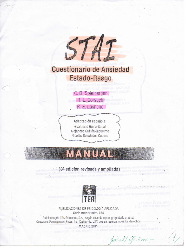 STAI Manual y protocolo | PDF
