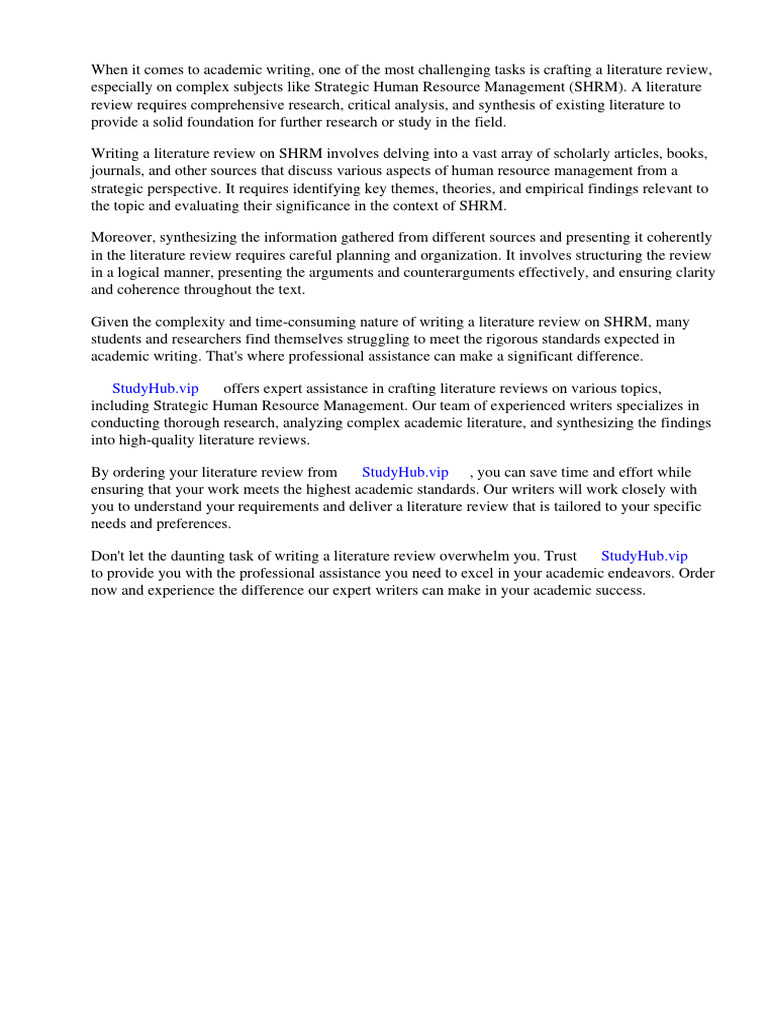SHRM Literature Review Aid | PDF | Human Resource Management ...
