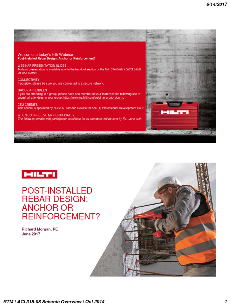 Post-Installed Rebar Design Webinar | PDF | Civil Engineering ...