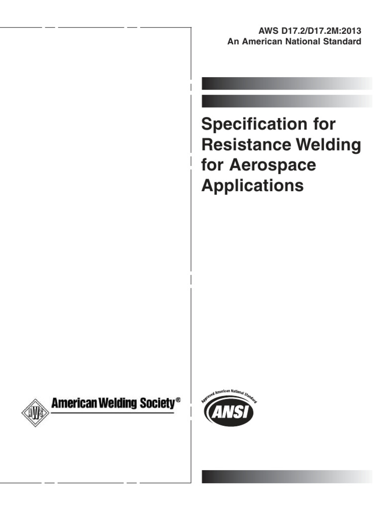 AWS D17 2 D17 2M 2013 Specification For Resistance Welding For