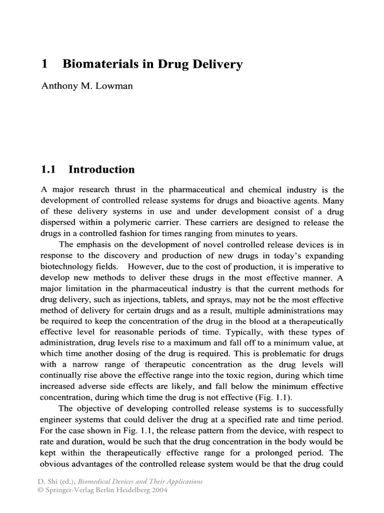 Biomaterials in Drug Delivery (Lowman - 2004) | PDF | Gel | Cross Link