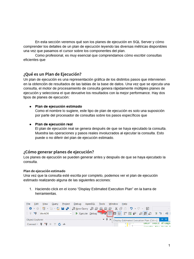 Sql Server Optimización De Consultas Planes De Ejecución Pdf