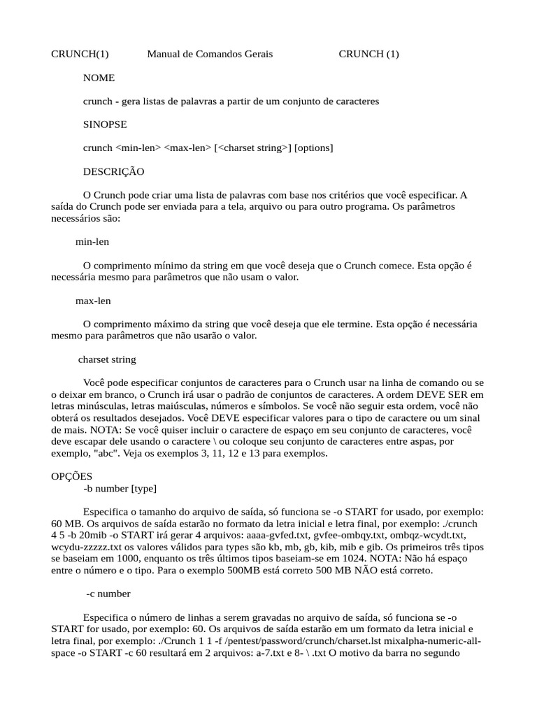Exemplos e Manual do Crunch | PDF | Arquivo de texto | String (Ciência ...