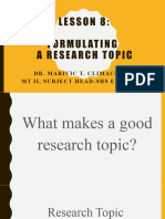 Lesson 8 Formulating A Research Topic