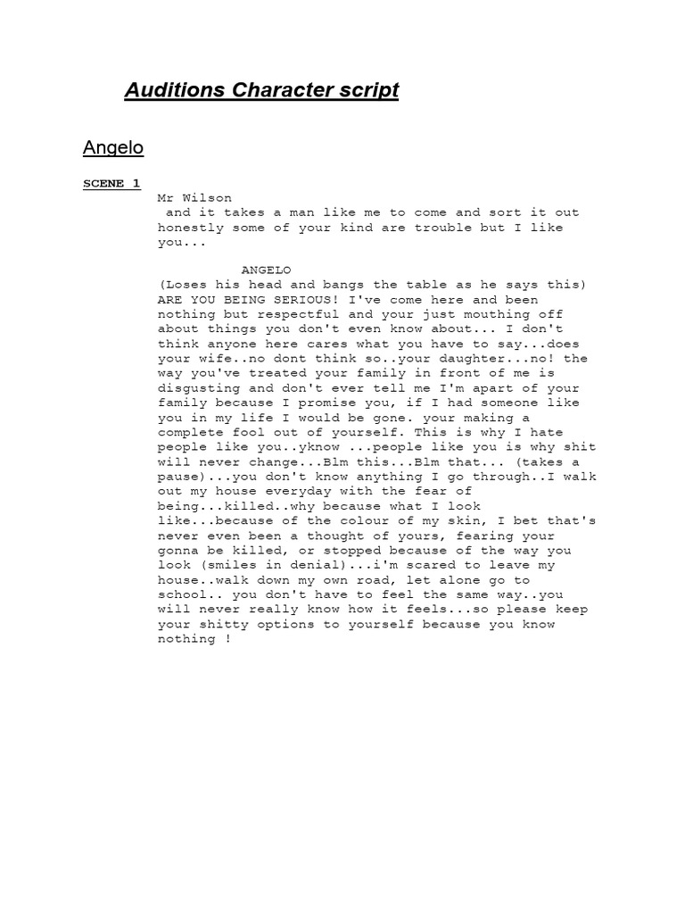 Auditions Character script | PDF