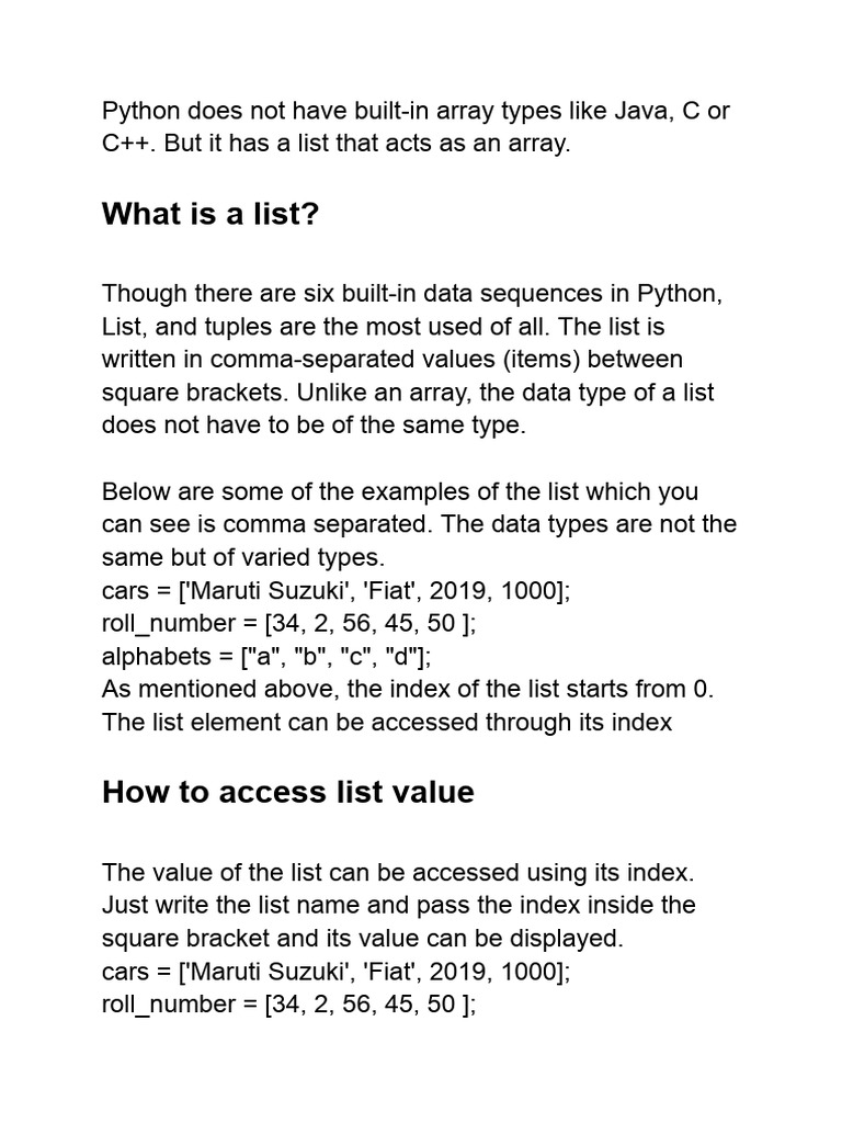 9. List in Python PDF Data Type Computer Science