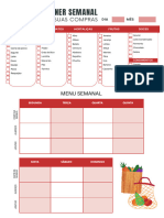 Planner Lista de Compra Semanal Gráfico Moderno Vermelho e Rosa